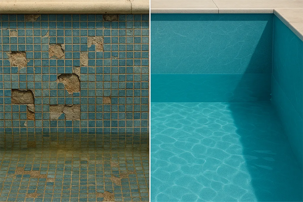 Comparativa entre piscina de gresite y piscina con liner pvc reforzado en madrid | liner piscina | instalación certificada renolit  senapool | liner piscina madrid