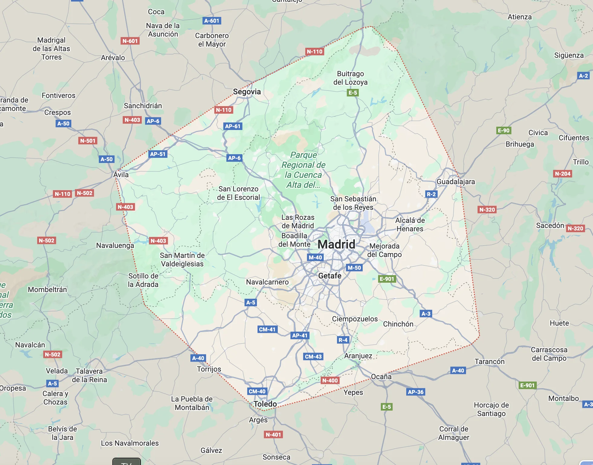 Mapa del área de trabajo de senapool empresa de piscinas en madrid y alrededores toledo Ávila segovia y guadalajara | empresa de piscinas en madrid | contacto senapool | liner piscina madrid